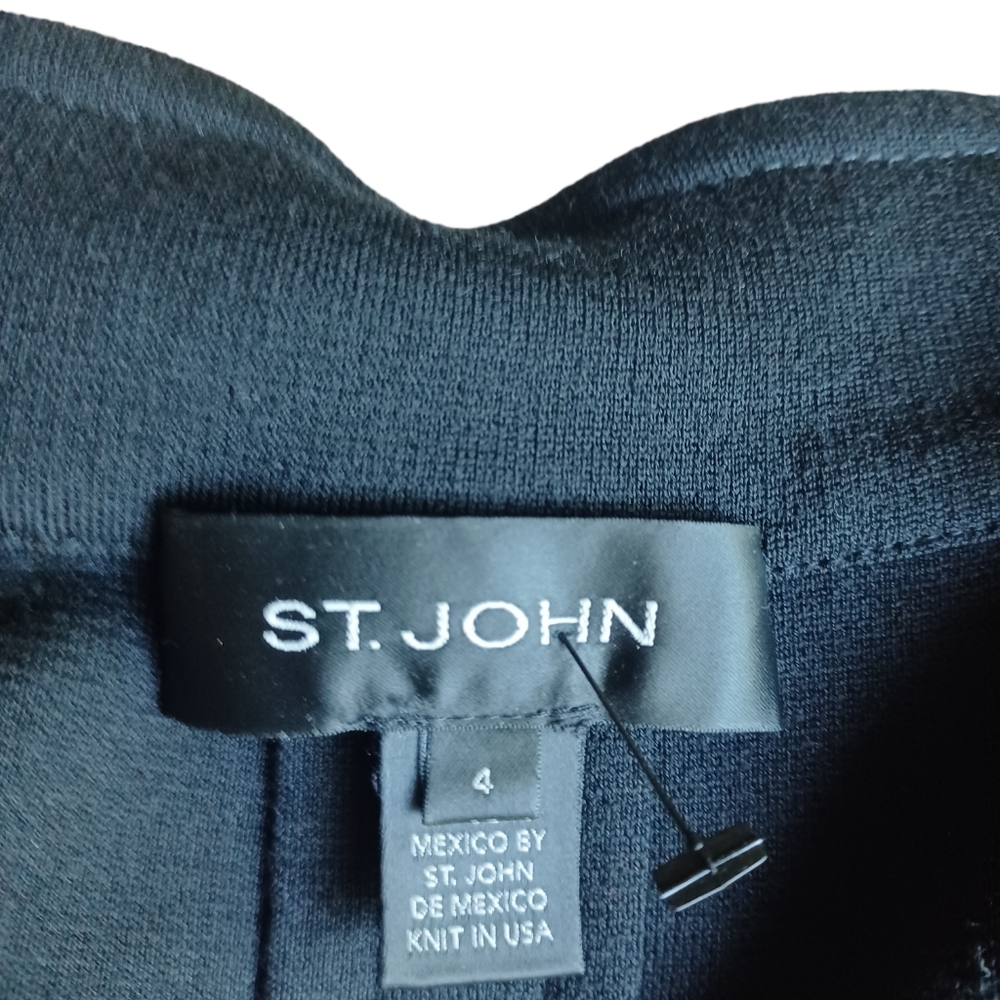 ST. JOHN Womens Multicolor Open Front Jacket Colorblock Knit Wool Blend Size 4 - Picture 10 of 10